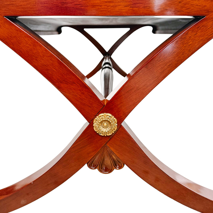 Neoclassical Flame Mahogany & Satinwood Inlaid Curule Coffee Table