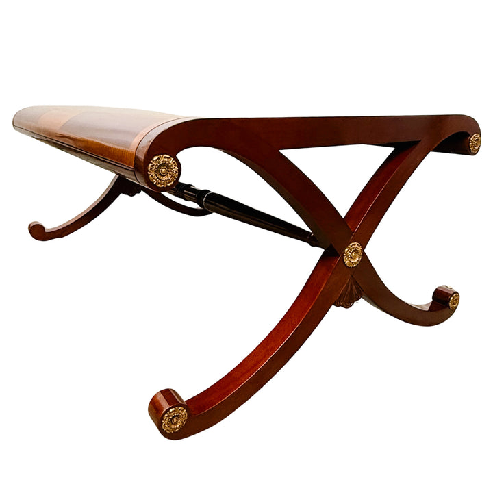 Neoclassical Flame Mahogany & Satinwood Inlaid Curule Coffee Table