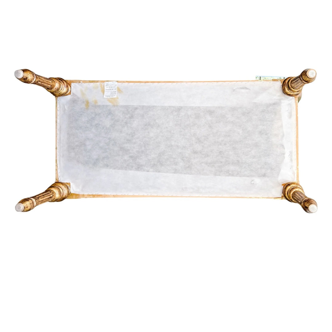 Neoclassical Giltwood Bench With Rolled Arms & Leopard Print by Italmond