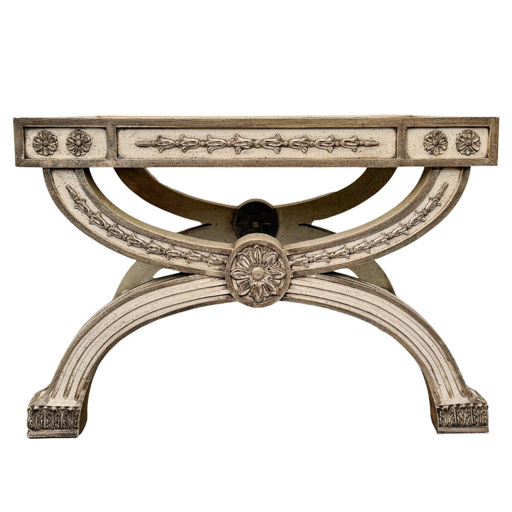 Neoclassical Regency Style Burl Walnut & Painted Curule Accent Tables by Heritage