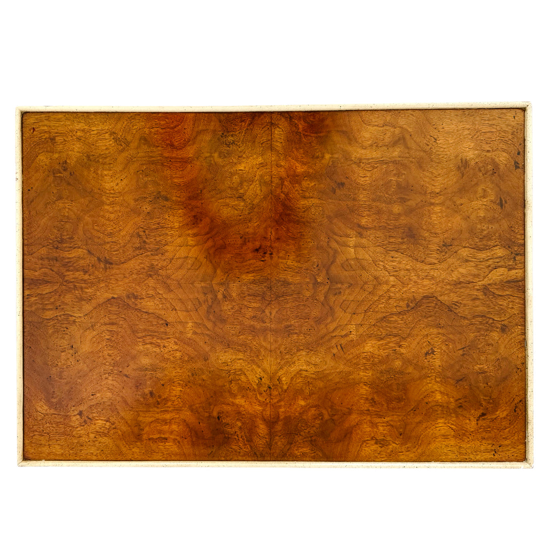 Neoclassical Regency Style Burl Walnut & Painted Curule Accent Tables by Heritage