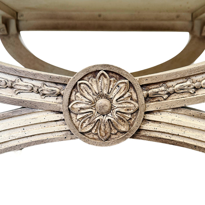 Neoclassical Regency Style Burl Walnut & Painted Curule Accent Tables by Heritage