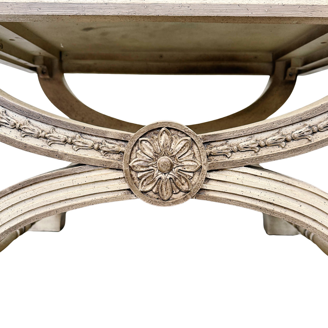 Neoclassical Regency Style Burl Walnut & Painted Curule Accent Tables by Heritage