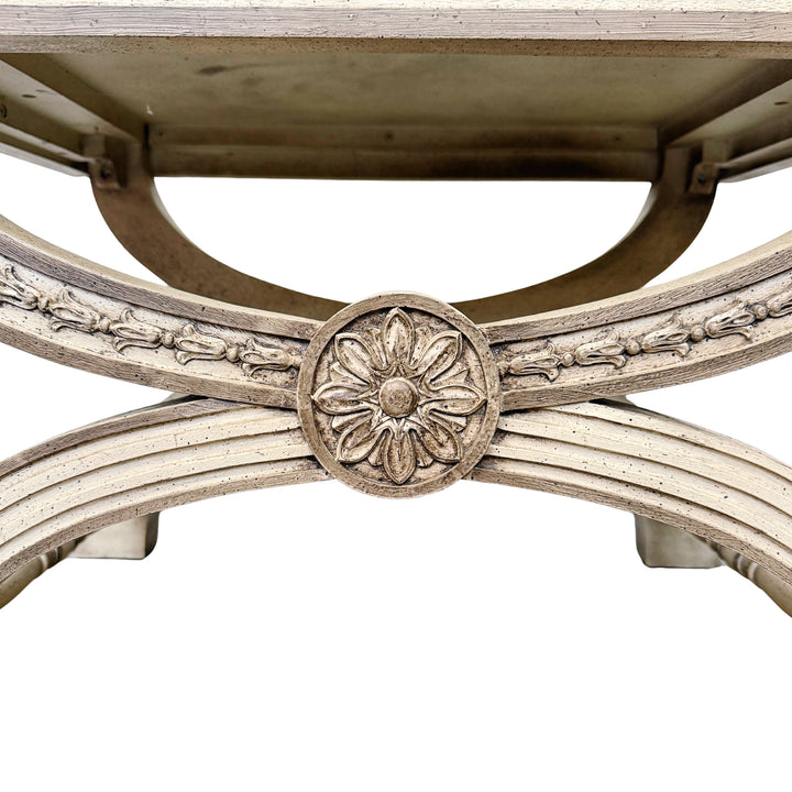 Neoclassical Regency Style Burl Walnut & Painted Curule Accent Tables by Heritage