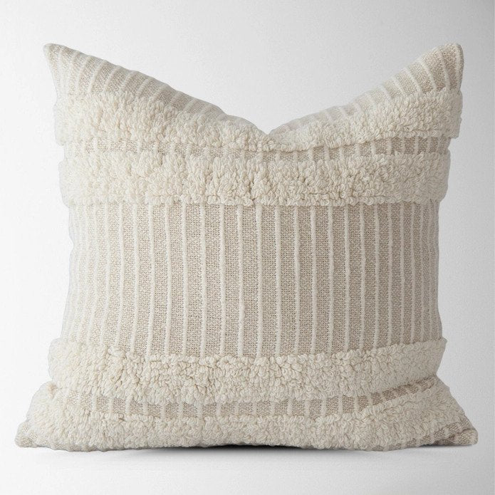 Oatmeal Tufted Farmhouse Pillow Cover 18" x 18"