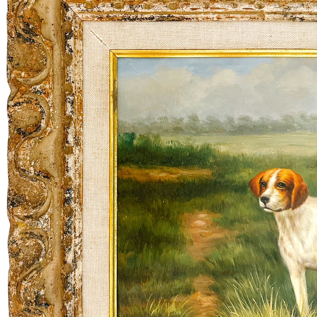 Original Oil On Board Painting Pointer Dog in Landscape