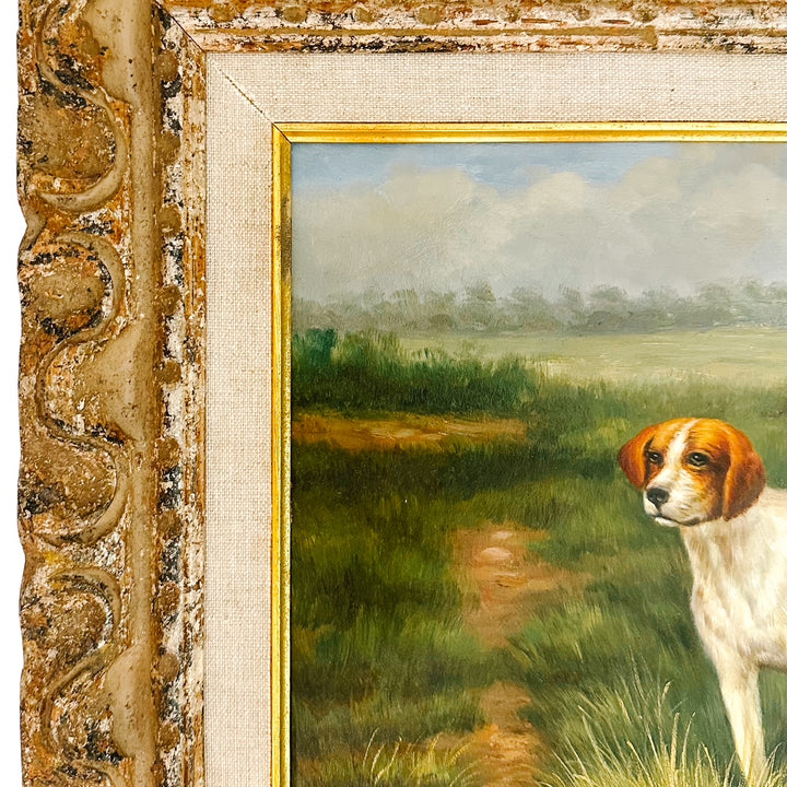 Original Oil On Board Painting Pointer Dog in Landscape