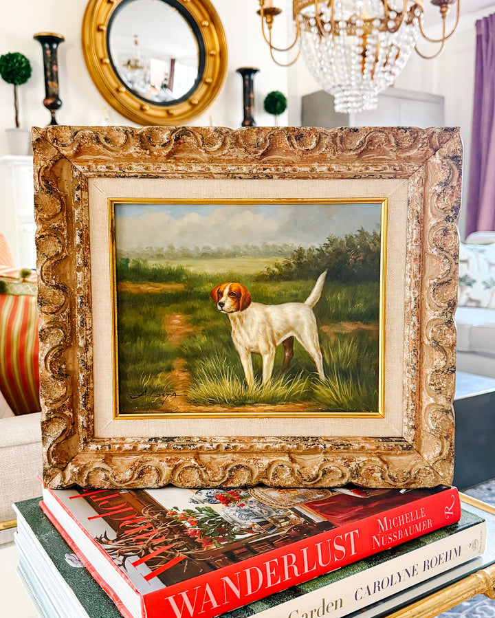 Original Oil On Board Painting Pointer Dog in Landscape