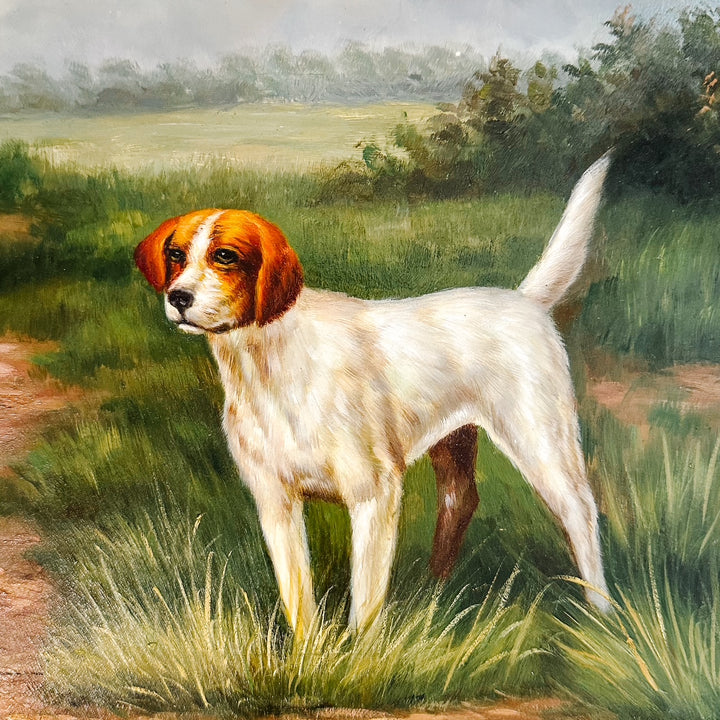 Original Oil On Board Painting Pointer Dog in Landscape