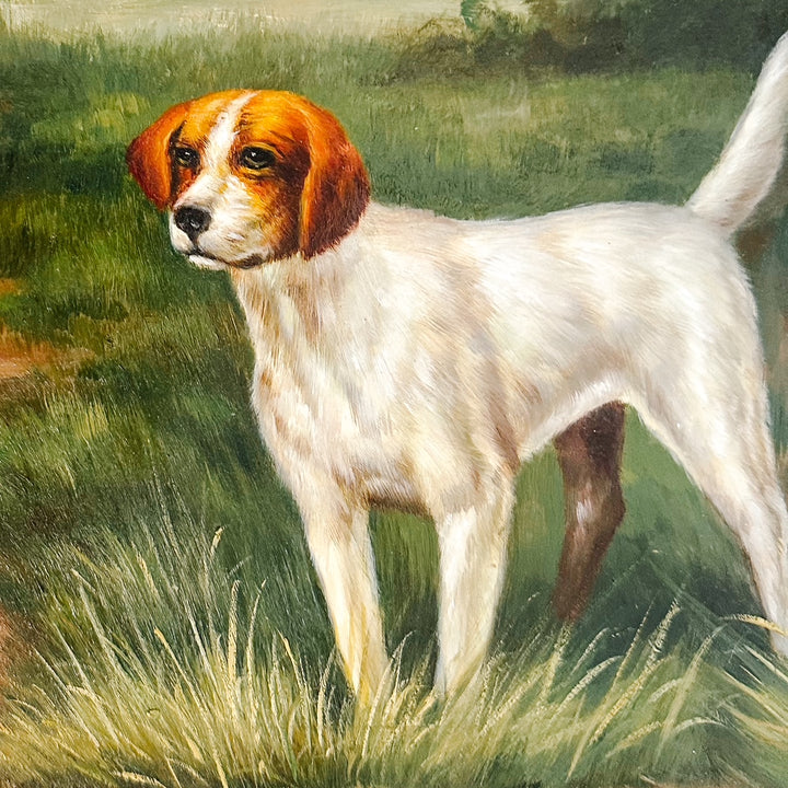 Original Oil On Board Painting Pointer Dog in Landscape