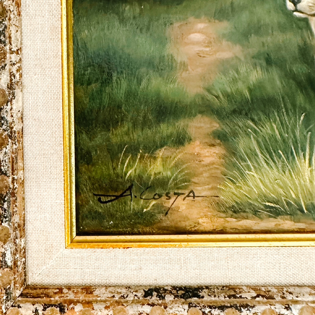 Original Oil On Board Painting Pointer Dog in Landscape