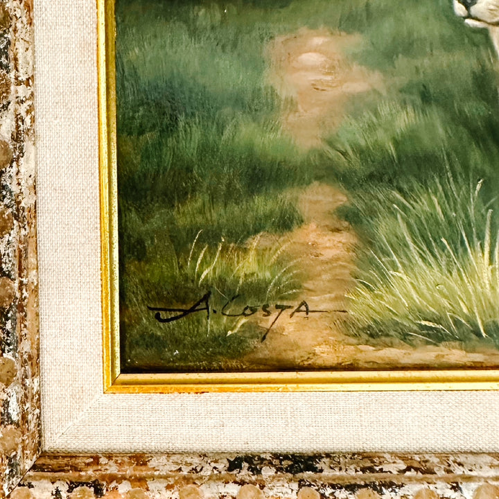 Original Oil On Board Painting Pointer Dog in Landscape