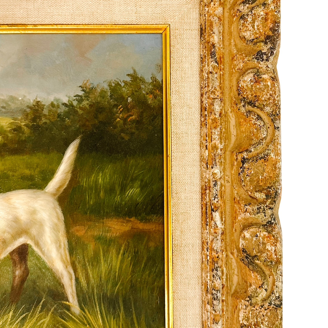 Original Oil On Board Painting Pointer Dog in Landscape