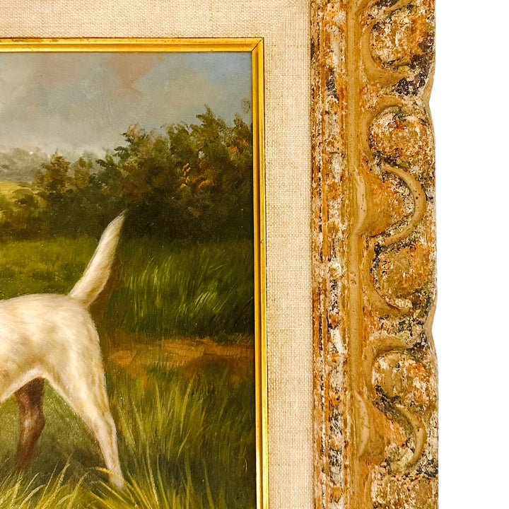 Original Oil On Board Painting Pointer Dog in Landscape
