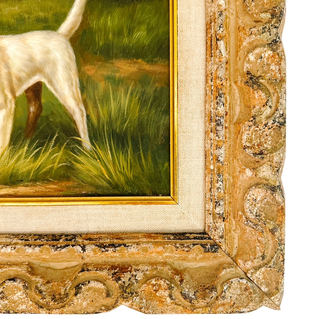 Original Oil On Board Painting Pointer Dog in Landscape