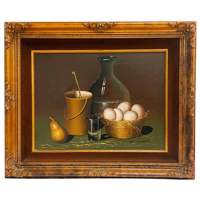 Original French Oil Painting of a Still Life