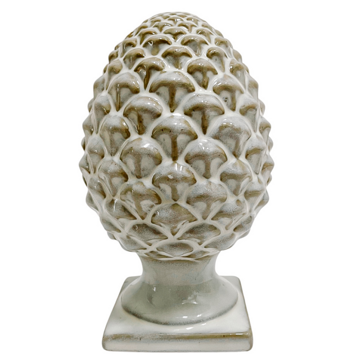 Pair Of Glazed Ceramic Artichoke Globe Finials