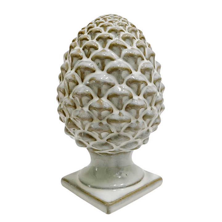 Pair Of Glazed Ceramic Artichoke Globe Finials