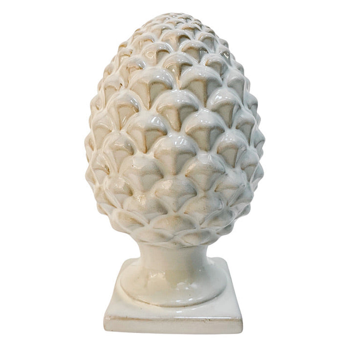 Pair Of Glazed Ceramic Artichoke Globe Finials