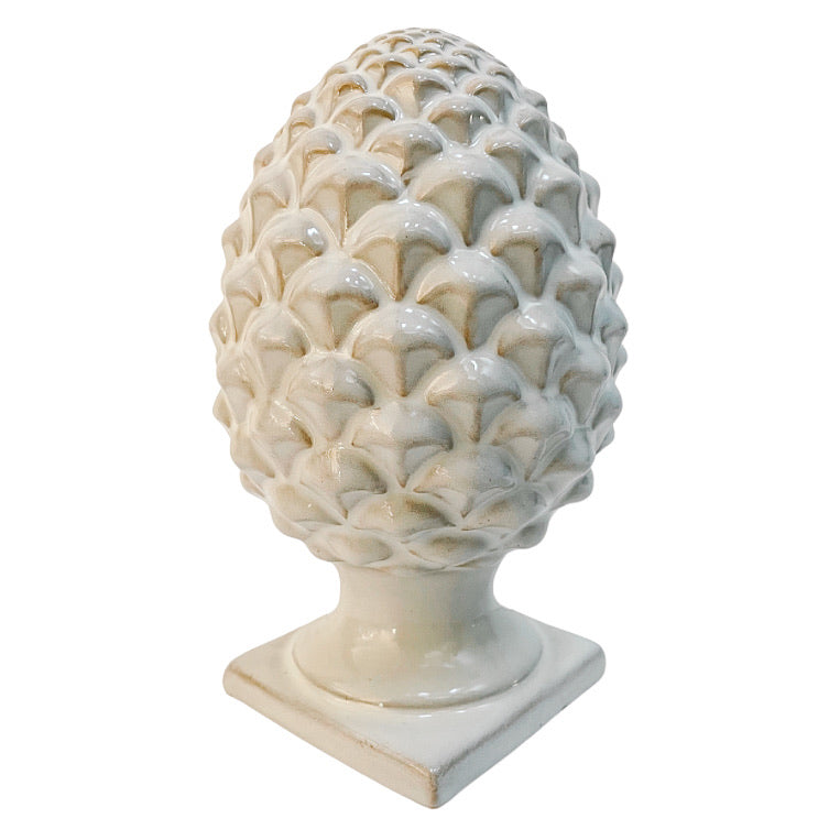 Pair Of Glazed Ceramic Artichoke Globe Finials