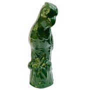 Pair Of Large 12" Portuguese Green Glazed ceramic Parrots