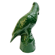 Pair Of Large 12" Portuguese Green Glazed ceramic Parrots