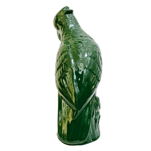 Pair Of Large 12" Portuguese Green Glazed ceramic Parrots