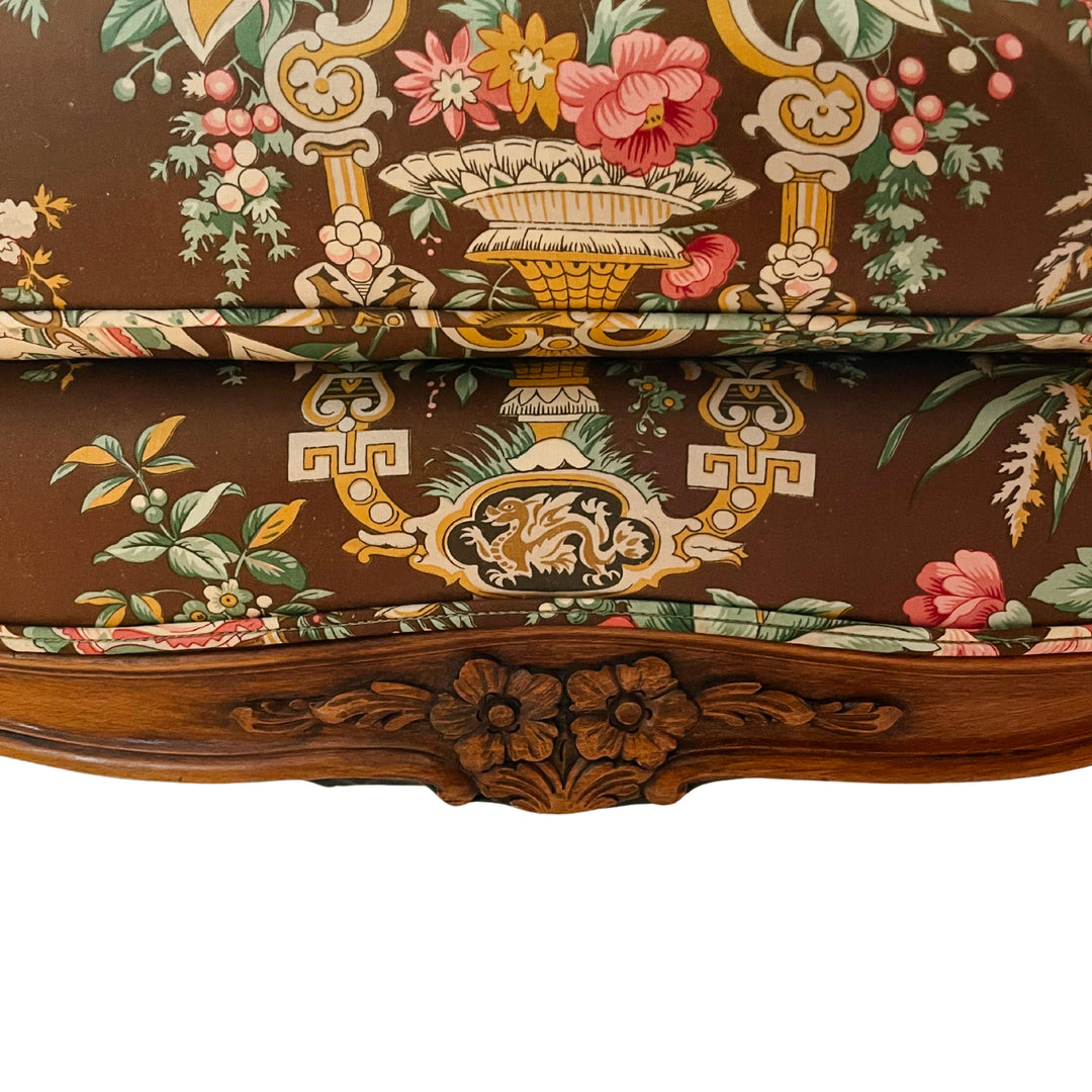 Mocha Mousse Chinoiserie Upholstery Bergere Chairs