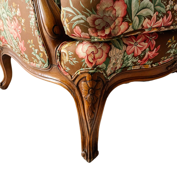 Mocha Mousse Chinoiserie Upholstery Bergere Chairs