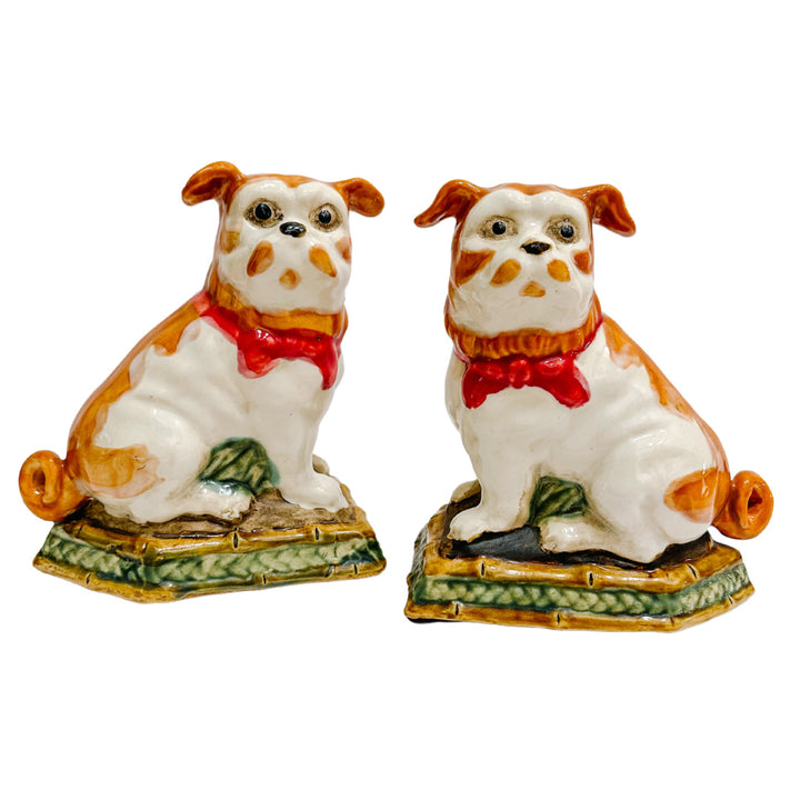 Pair Of Staffordshire Style Mantle Pug Dog Figurines