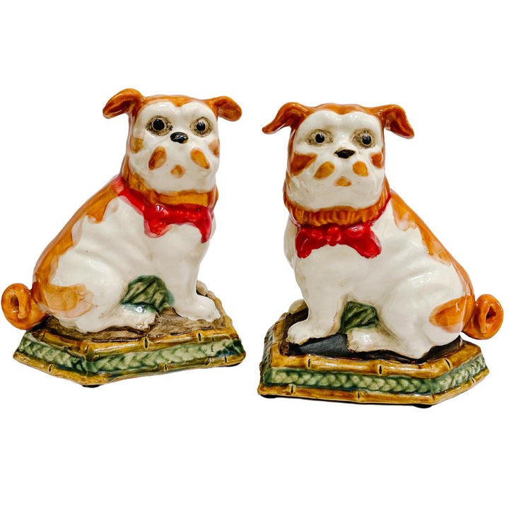 Pair Of Staffordshire Style Mantle Pug Dog Figurines