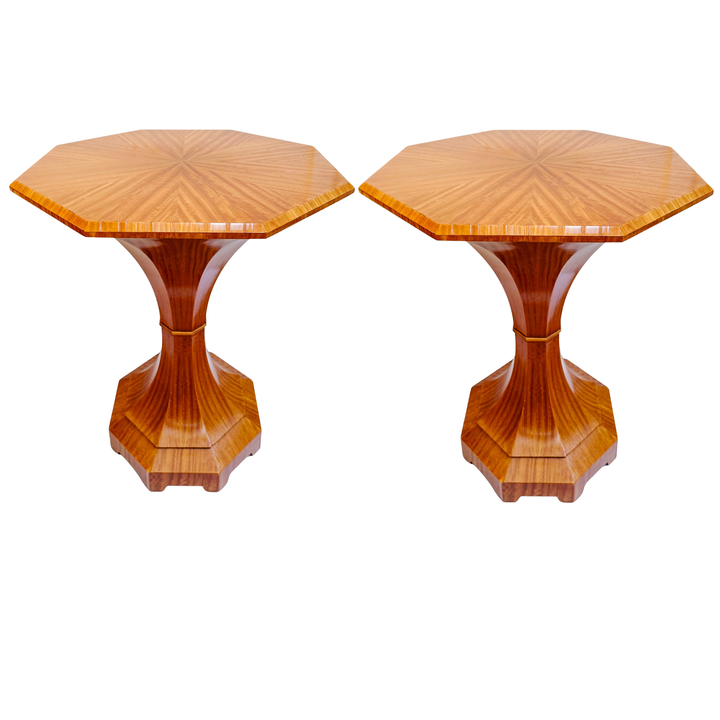 Pair of Biedermeier Style Lemonwood William Switzer Tulip Side Tables 