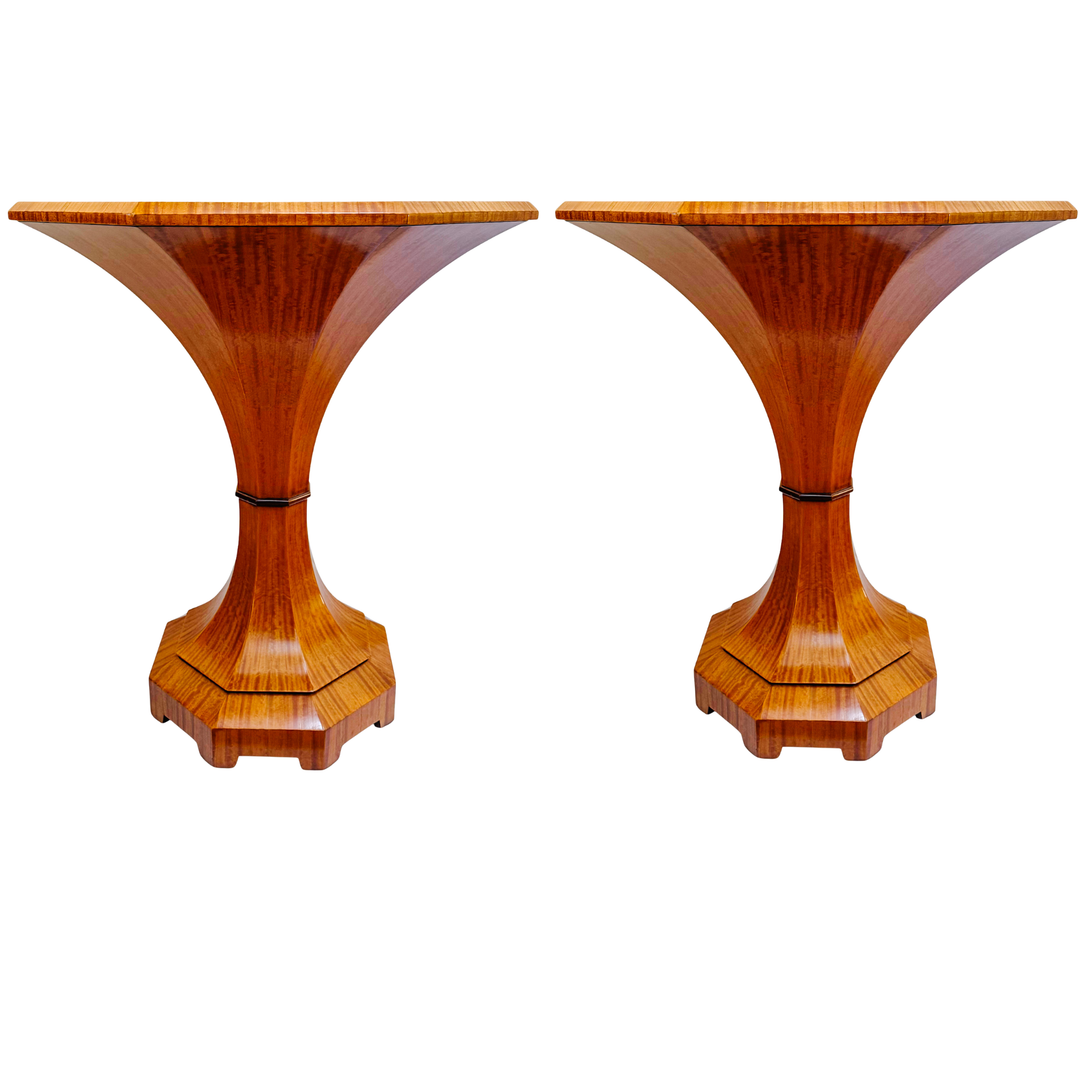 Pair of Biedermeier Style Lemonwood William Switzer Tulip Side Tables 
