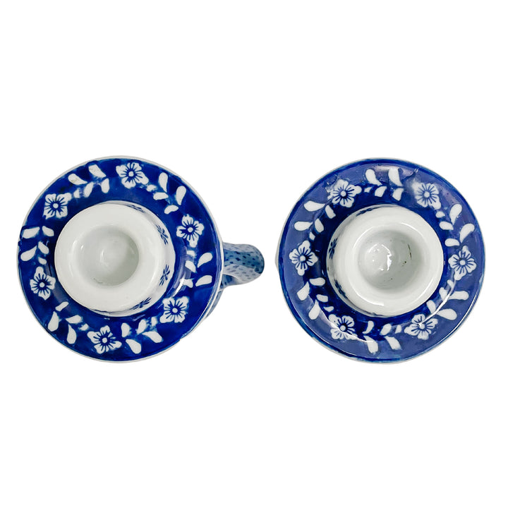 Blue & White Chinese Monkey Candleholders