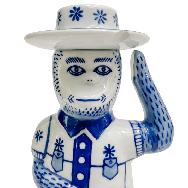 Blue & White Chinese Monkey Candleholders