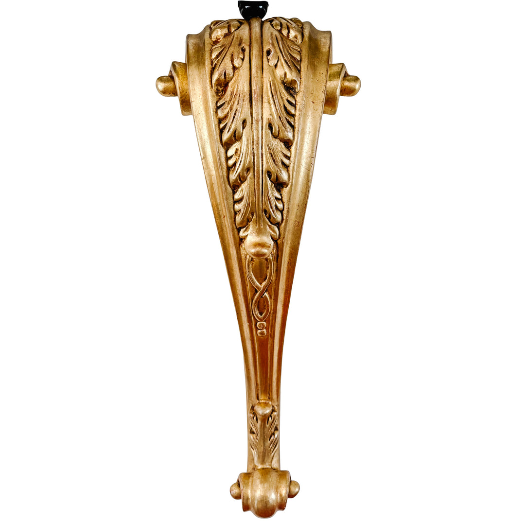 Pair of Grand Scale Parisian Giltwood Corbel Sconces With Blue Pleated Silk Shades