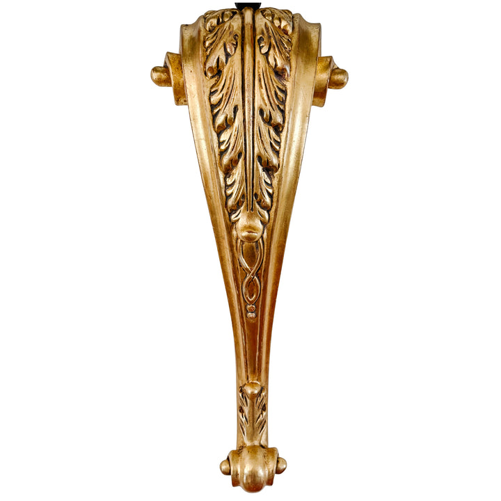 Pair of Grand Scale Parisian Giltwood Corbel Sconces With Blue Pleated Silk Shades