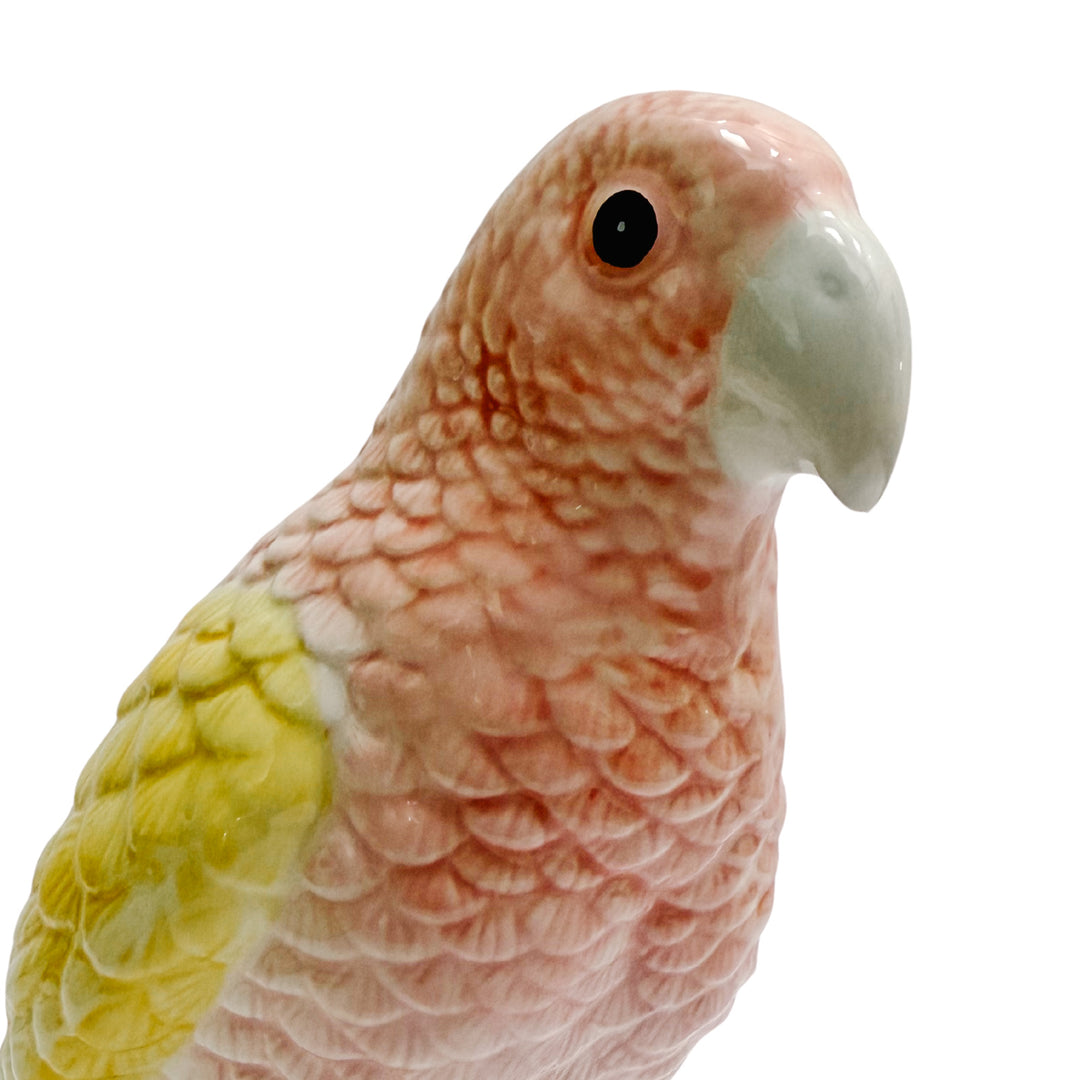 Pair of Pink and Yellow Ceramic Cockatoo Figurines
