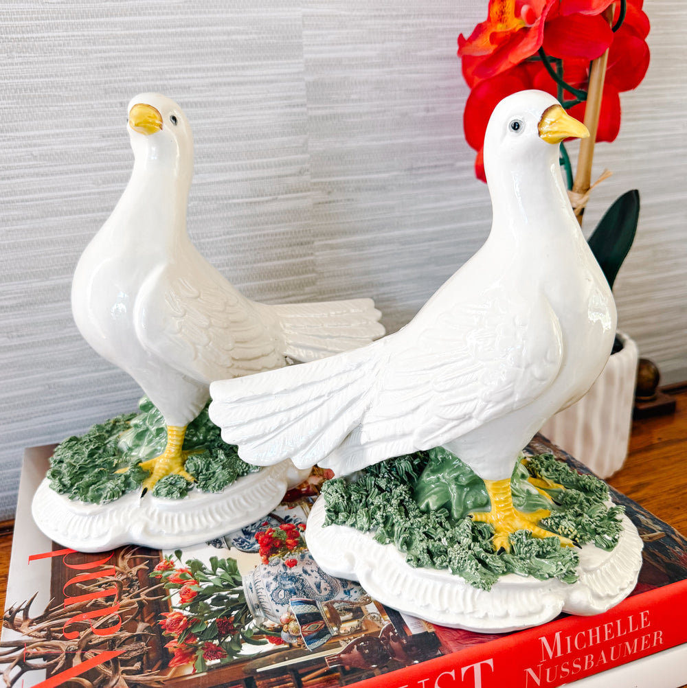 Pair of Vintage Italian Porcelain Doves
