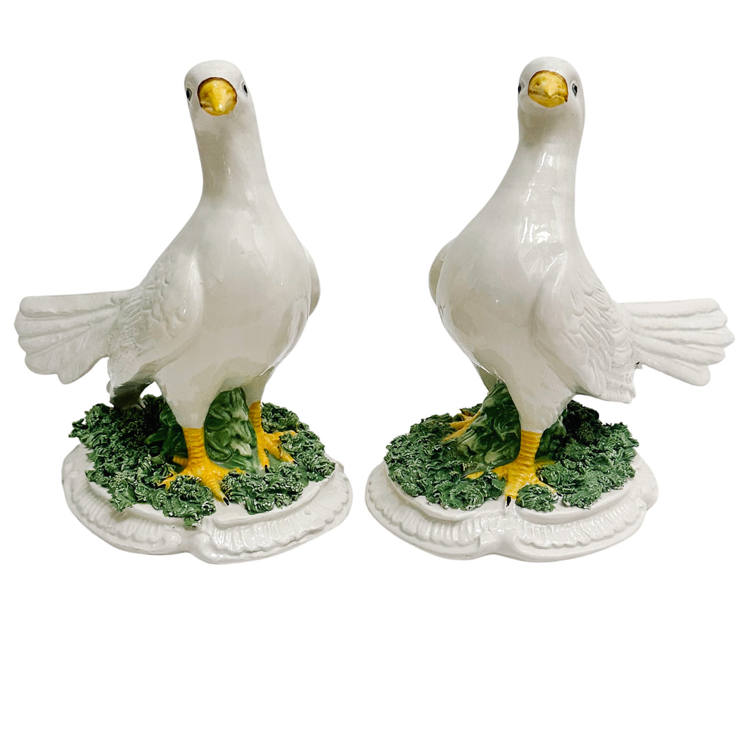 Pair of Vintage Italian Porcelain Turtle Doves