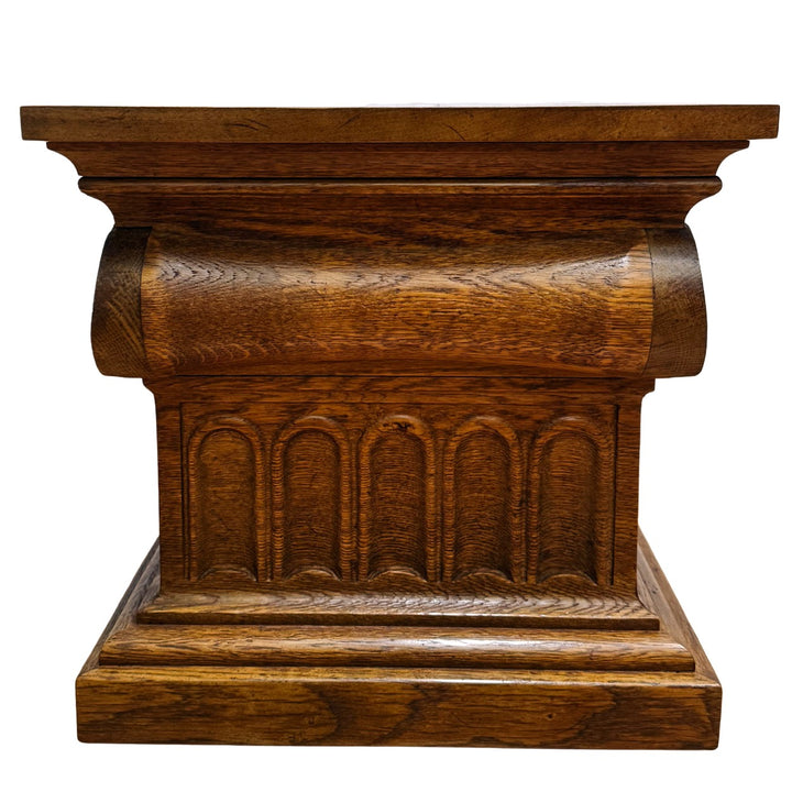 Pair of 1960 Vintage Drexel Guildhall Neoclassical Oak Pedestal End Tables