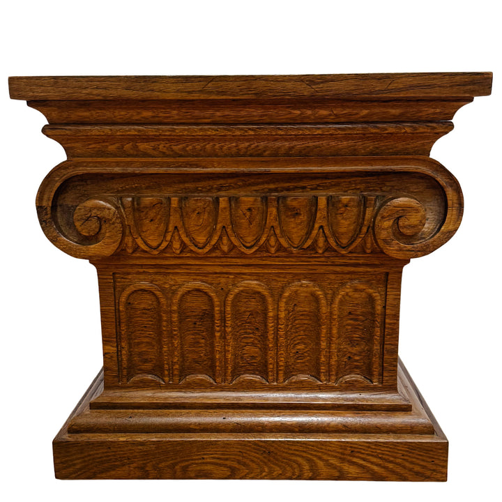 Pair of 1960 Vintage Drexel Guildhall Neoclassical Oak Pedestal End Tables
