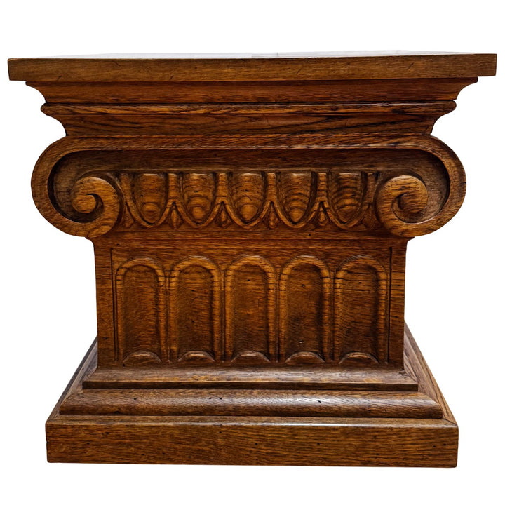 Pair of 1960 Vintage Drexel Guildhall Neoclassical Oak Pedestal End Tables