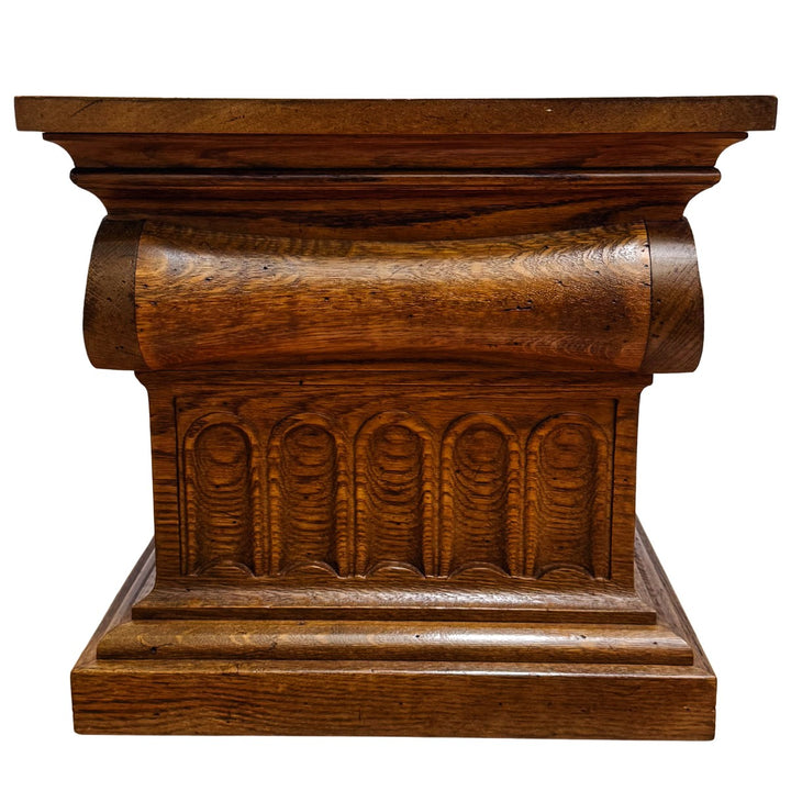 Pair of 1960 Vintage Drexel Guildhall Neoclassical Oak Pedestal End Tables