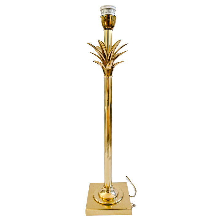 Pair of 1970s Hollywood Regency Style Brass Palm Tree Table Lamps