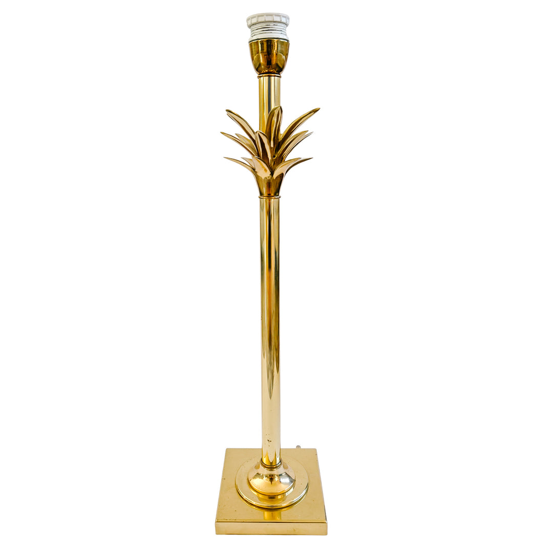 Pair of 1970s Hollywood Regency Style Brass Palm Tree Table Lamps