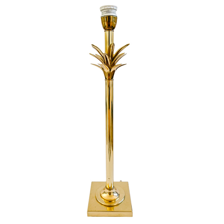 Pair of 1970s Hollywood Regency Style Brass Palm Tree Table Lamps