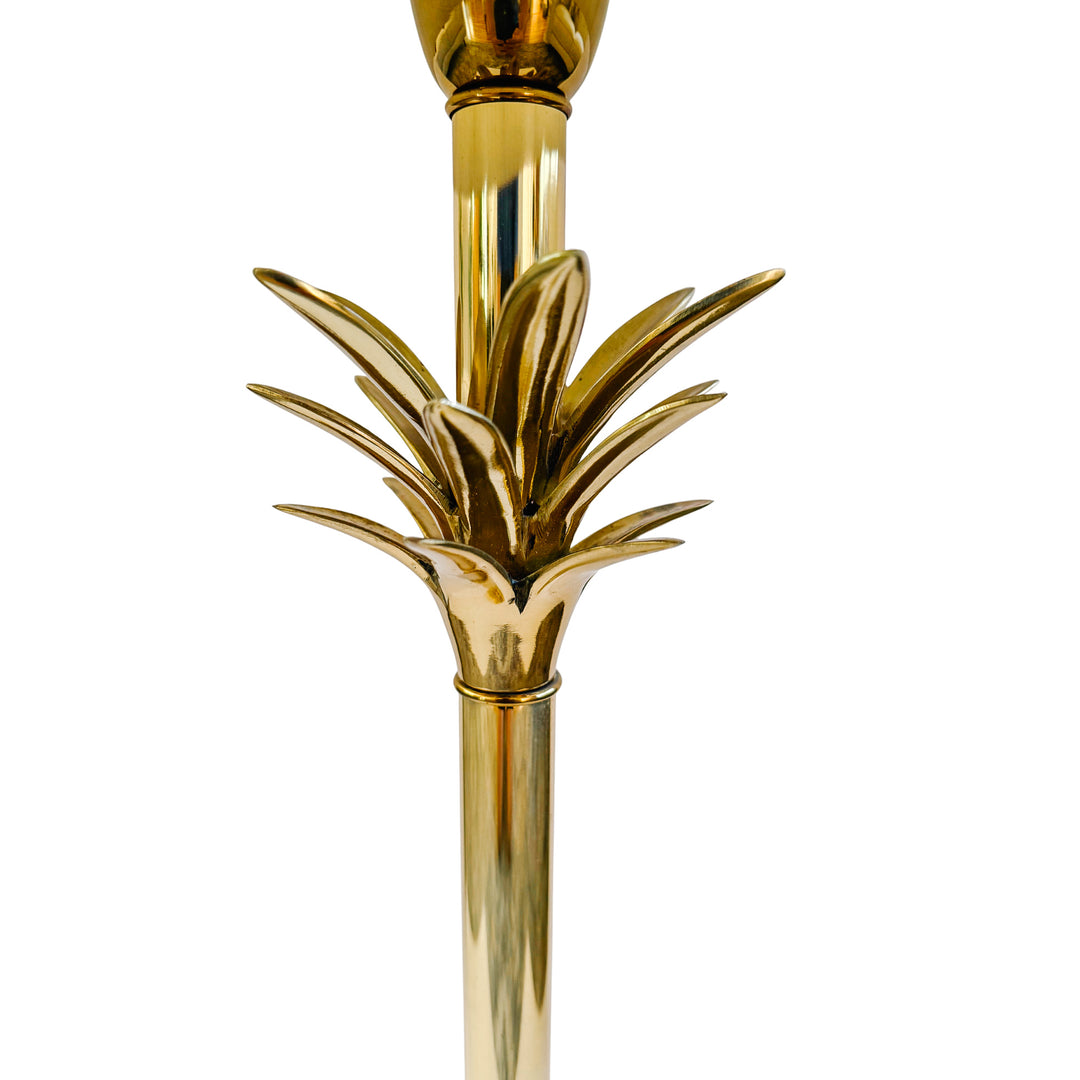 Pair of 1970s Hollywood Regency Style Brass Palm Tree Table Lamps