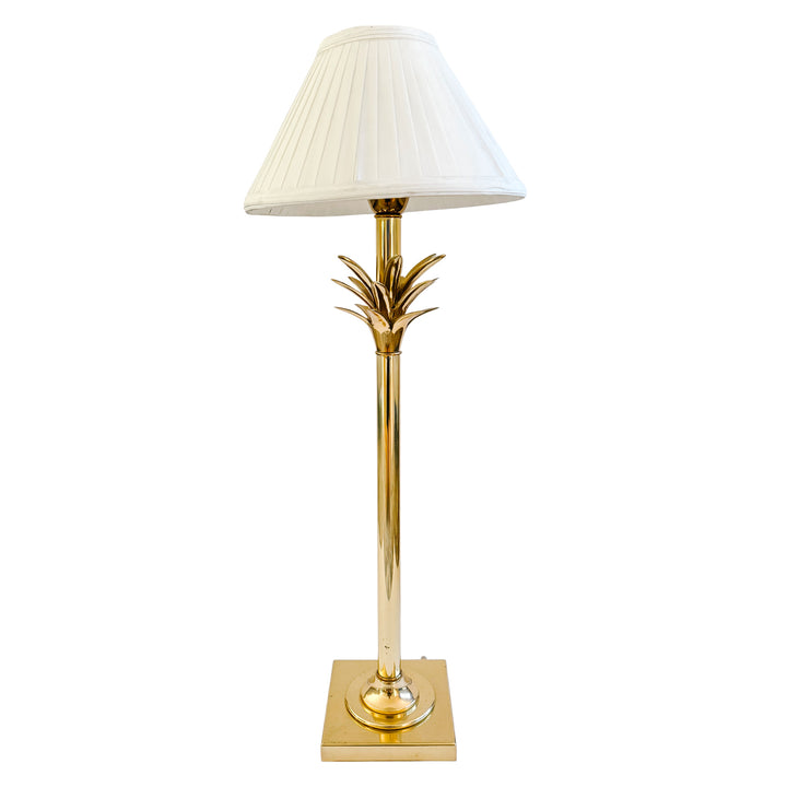 Pair of 1970s Hollywood Regency Style Brass Palm Tree Table Lamps