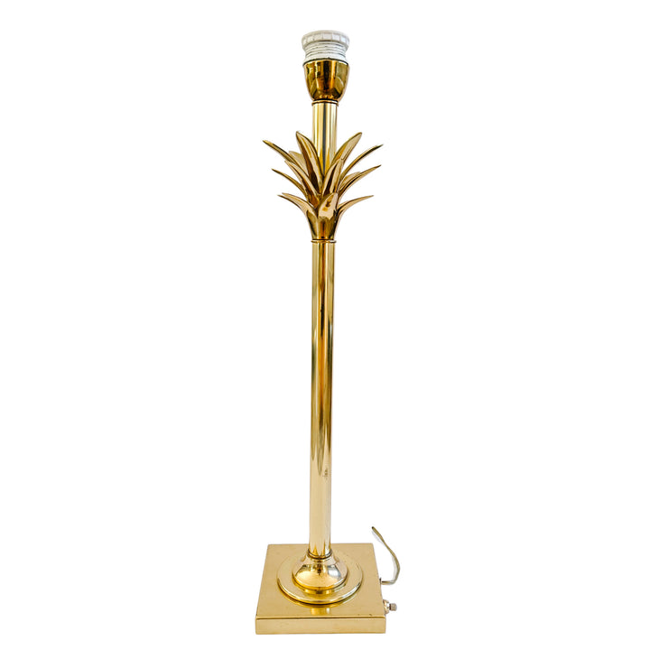 Pair of 1970s Hollywood Regency Style Brass Palm Tree Table Lamps